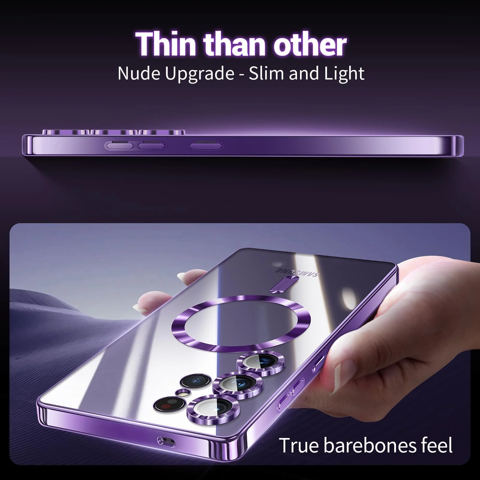 DL3 Mobilak Clear MagSafe-Compatible TPU Case and Camera Lens Protector for Samsung Galaxy S25 Ultra - Purple