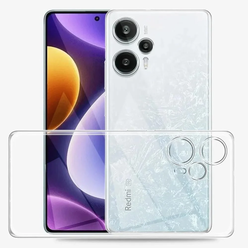 DL3 Mobilak Case Compatible with Poco F5 / Redmi Note 12 Turbo Case Crystal Soft TPU Gel Case Flexible Silicone Anti-Scratch Camera Protection TPU Cover - Clear