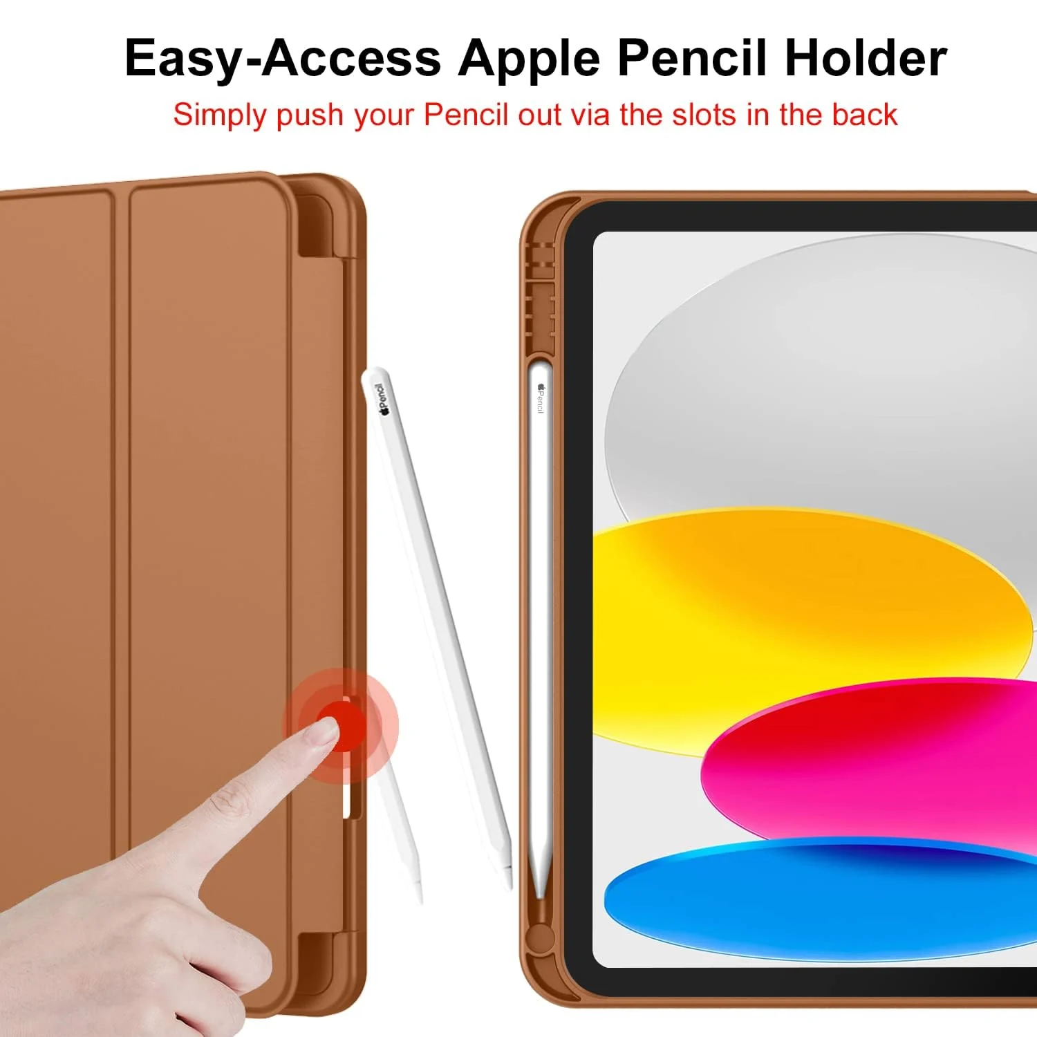 DL3 Mobilak Case For iPad 10th Generation 2022 10.9 Inch with Pencil Holder, iPad 10 [Support Touch ID] Flexible TPU Back Shell Smart Trifold Stand Protective Cover Auto Wake/Sleep - Brown