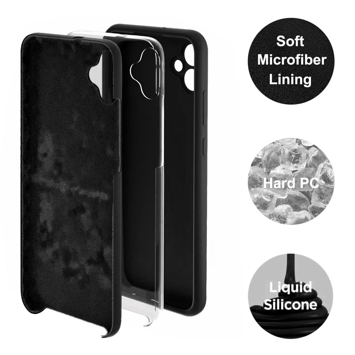 DL3 Mobilak Soft Silicone Protective Case for Samsung Galaxy A04e with Microfiber Lining and Shockproof Design - Black