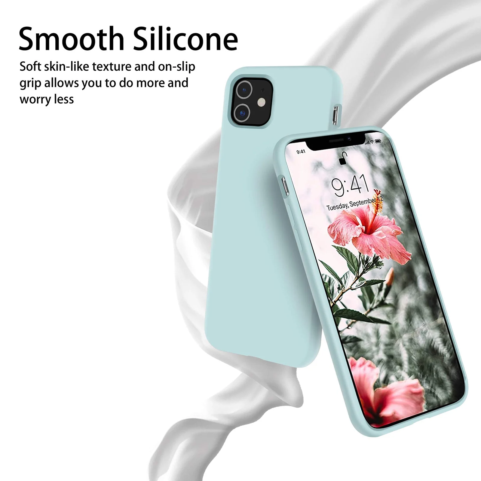 DL3 Mobilak Liquid Silicone Case for iPhone 11 (6.1 Inch), Shock-absorbing protection, Scratch-resistant surface, Soft microfiber lining - Mint Green