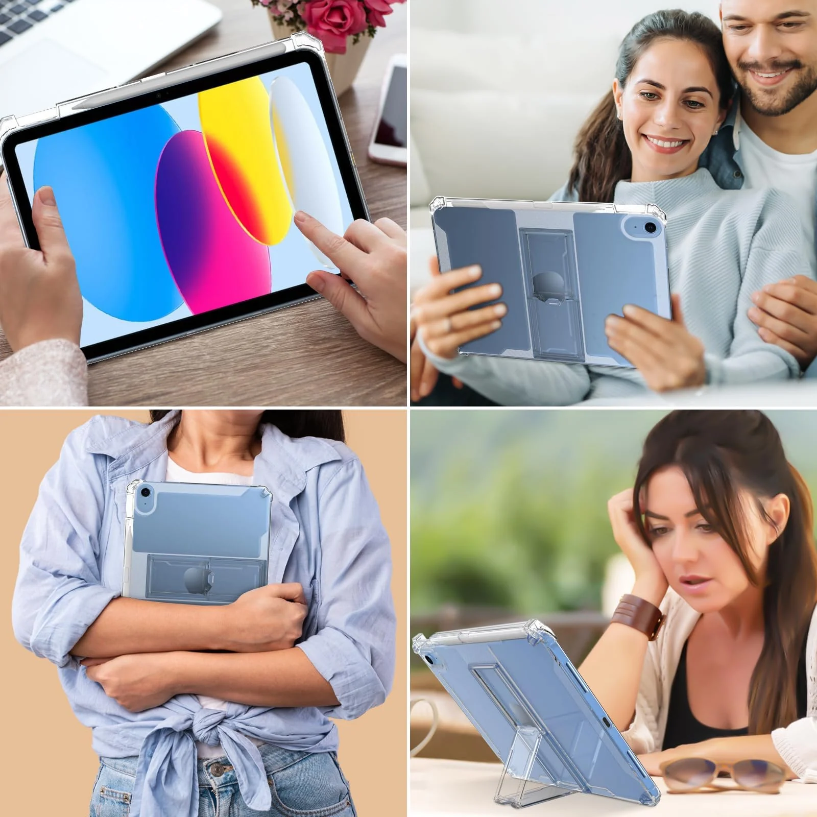 DL3 Mobilak Transparent Case for iPad (A16) 11th Generation 11 Inch, iPad 10th Generation 10.9 Inch Shockproof, Slim Lightweight Anti-Yellowing Bumper, Kickstand Cover, with Pencil Holder - Clear