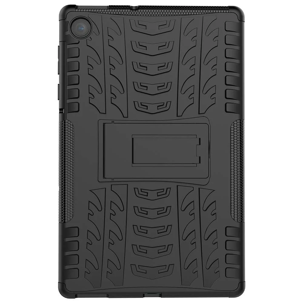DL3 Mobilak Case for Lenovo Tab M10 10.1 inch 2nd Gen 2020 (TB-X306, TB-X306F, TB-X306X), Hybrid Rugged Armor Heavy Duty 2 in 1 TPU + PC Combo Dual Layer Shockproof Case with Kickstand - Black