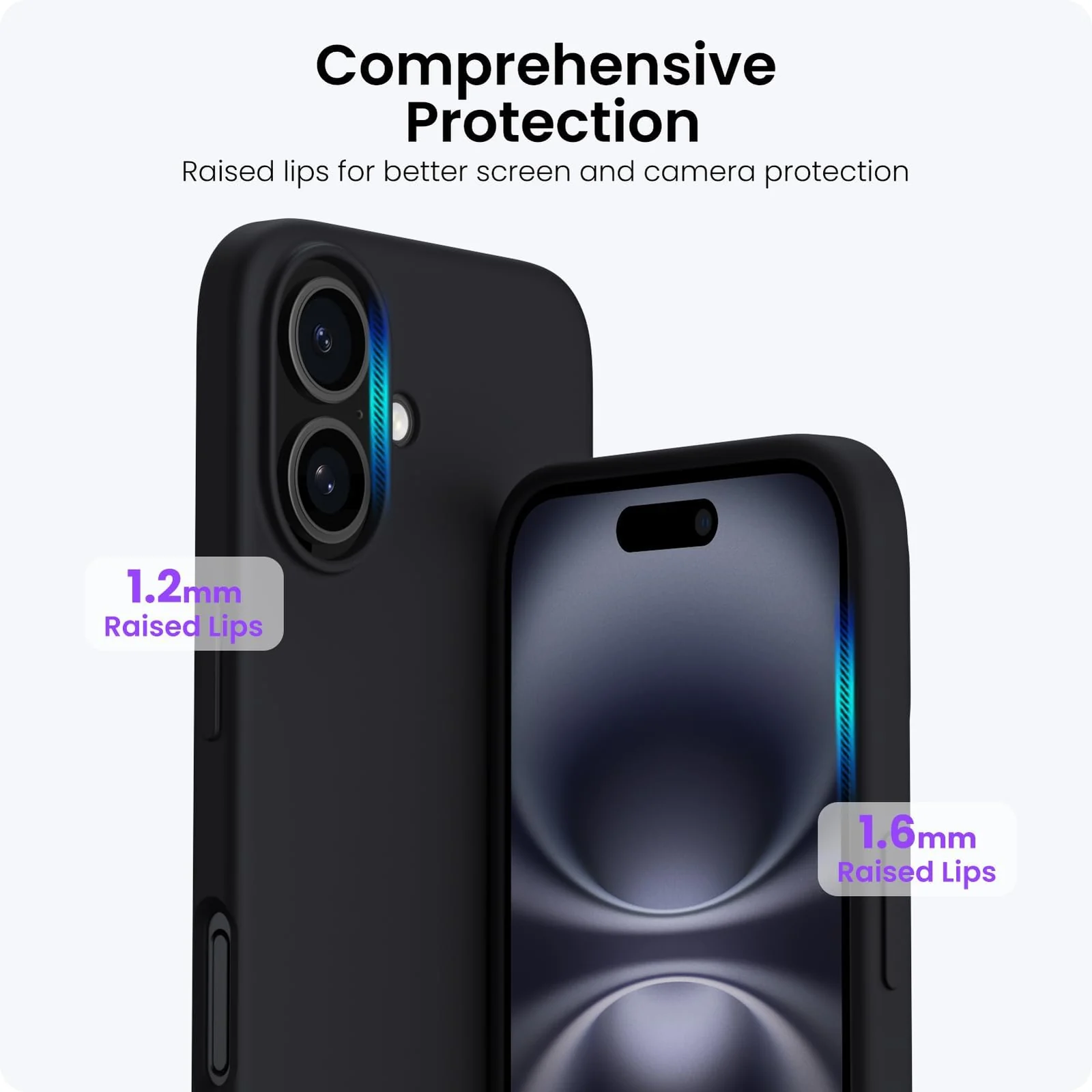 DL3 Mobilak Liquid Silicone Protective Case with Soft Microfiber Lining for iPhone 16 - Black