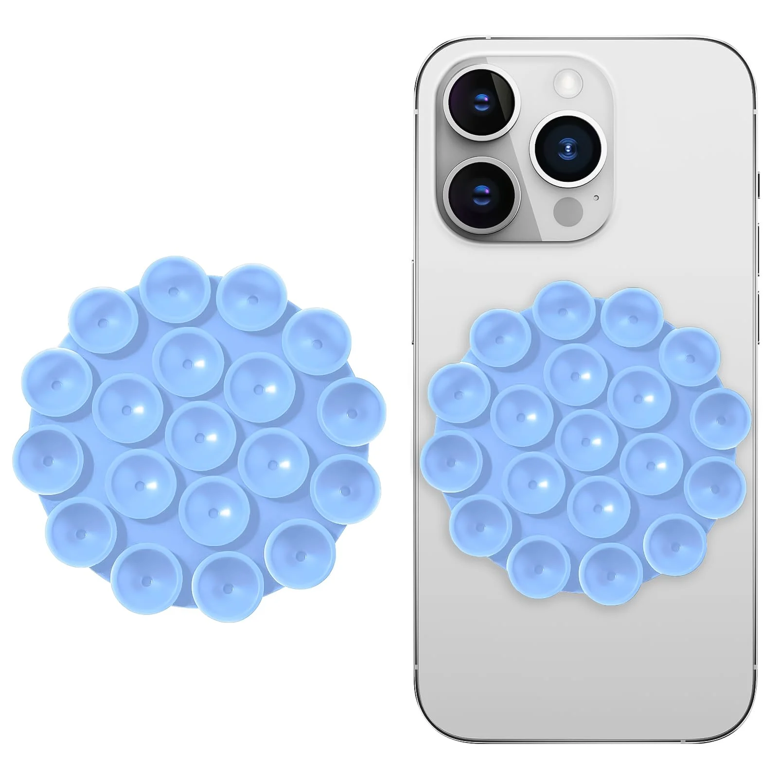 DL3 Mobilak Silicone Suction Cup Phone Mount for iPhone and Android, Double-sided suction design, Hands-free phone support, Strong suction grip - Baby Blue