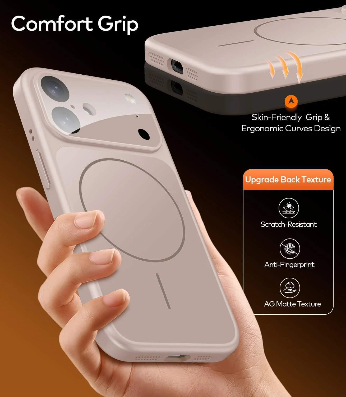 DL3 Mobilak MagSafe-Compatible Magnetic Case for iPhone 17 with Camera Protection and Shockproof Design - Titanium Gold