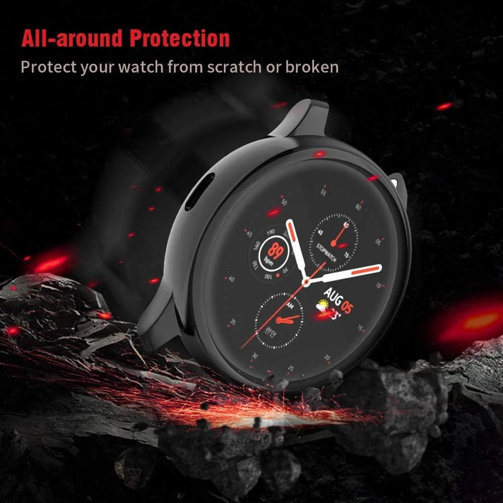 DL3 Mobilak Case Compatible with Samsung Galaxy Watch Active 2 44mm Case All-Around Screen Protector Watch Soft TPU Shockproof Cover Slim Guard Thin Bumper Shell Protector - Black