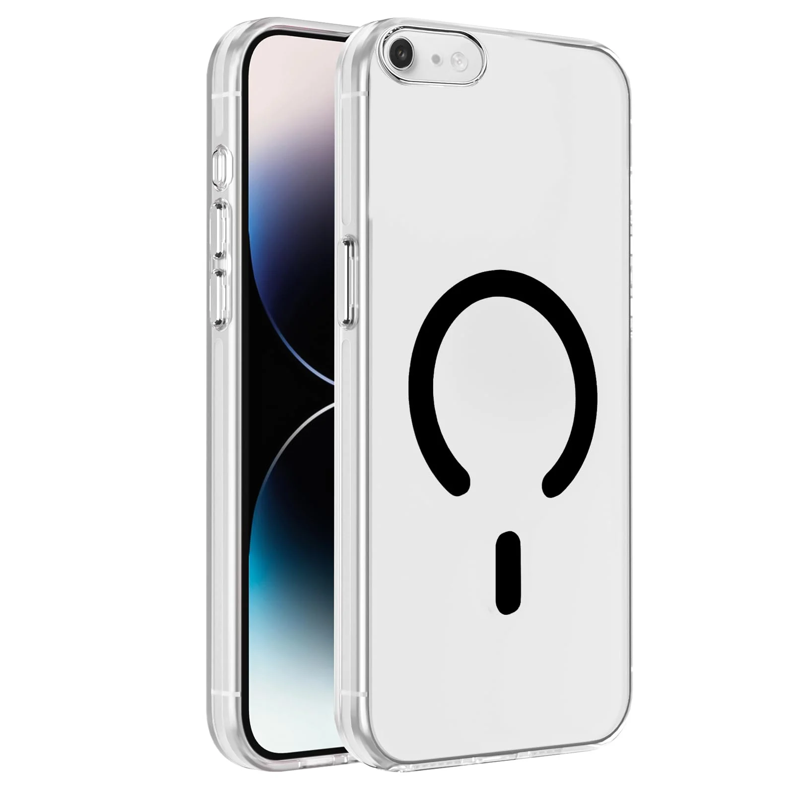 DL3 Mobilak Case For iPhone 7/8, iPhone SE 2022/ SE 2020 Case Crystal Clear [Not Compatible with MagSafe] Soft TPU Gel Case Flexible Silicone Anti-Scratch Transparent TPU Cover - Black