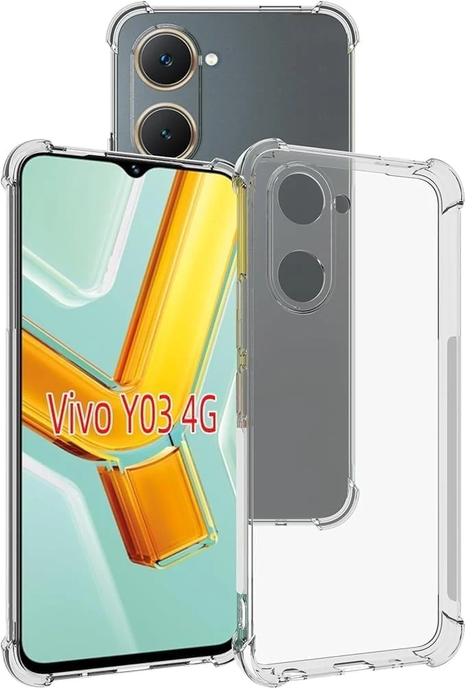 DL3 Mobilak Case Compatible with Vivo Y03/Y18 4G, Cover Silicone Transparent TPU Gorilla Anti-shock Protector Camera Shockproof Corners - Clear