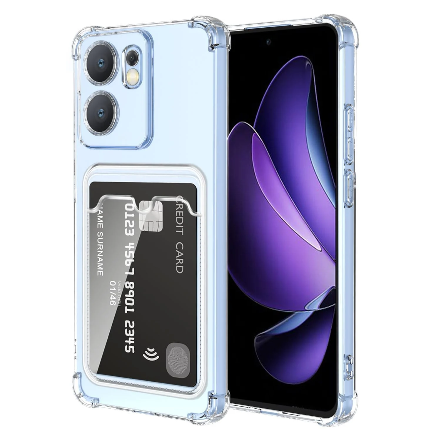 DL3 Mobilak Infinix Zero 30 4G Case Clear Card Holder Back Wallet Crystal Transparent Soft TPU Shockproof Bumper Corner Drop Protection Phone Case Cover With Camera Lens Protection - Transparent