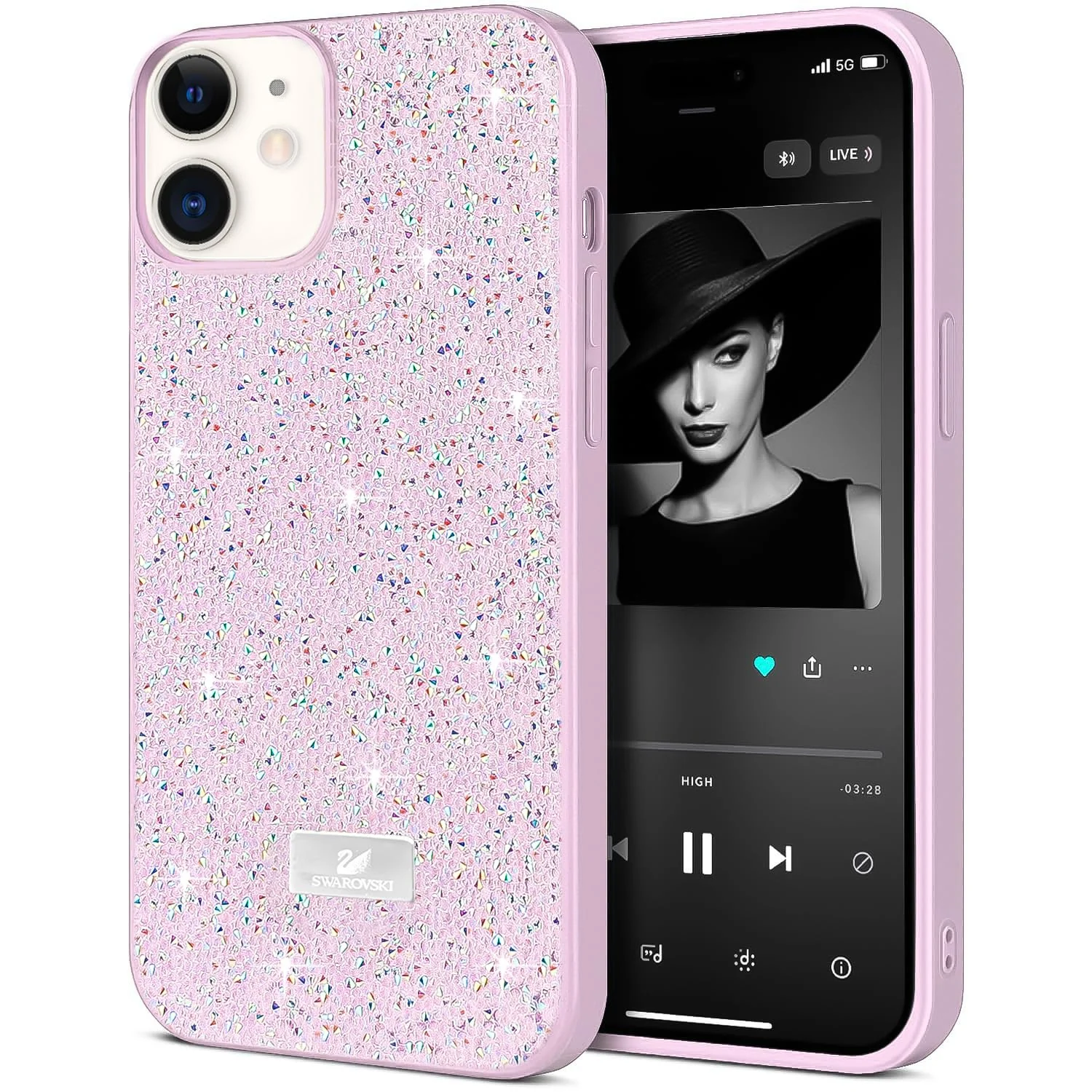 DL3 Mobilak Case for iPhone 11 (6.1-Inch) Glitter, Sparkle Diamond Crystal Bling Case with Bling, Ultra Thin Lightweight Full Body Shockproof Anti-Scratch Protective Cover - Pink 2