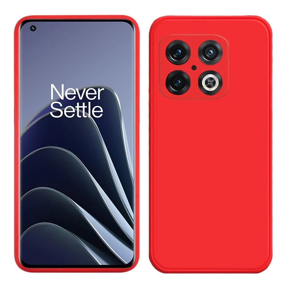 DL3 Mobilak Silicone Protective Case for OnePlus 10 Pro, Shock-absorbing protection, Scratch-resistant surface, Soft microfiber lining - Red