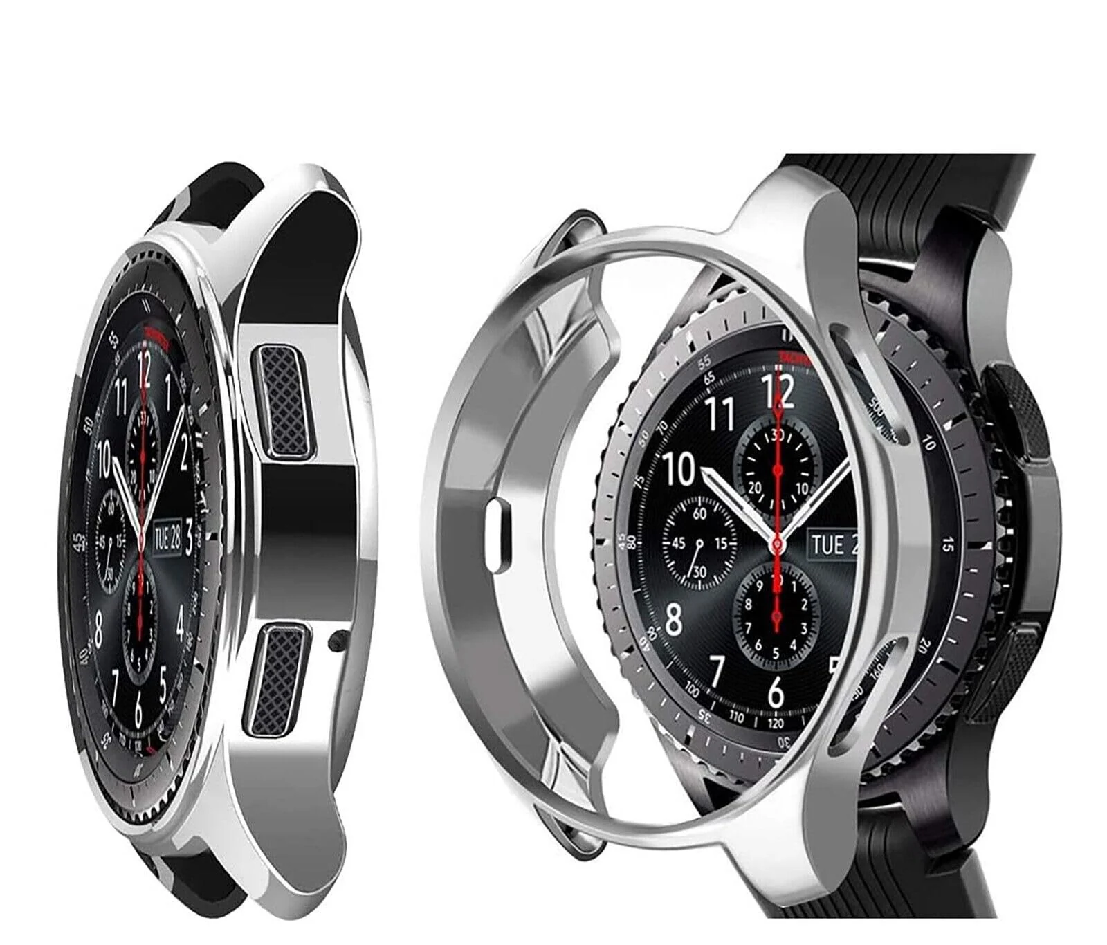 DL3 Mobilak Case Compatible with samsung galaxy 46mm Gear S3 Case All-Around Screen Protector Watch Soft TPU Shockproof Cover Slim Guard Thin Bumper Shell Protector - Silver