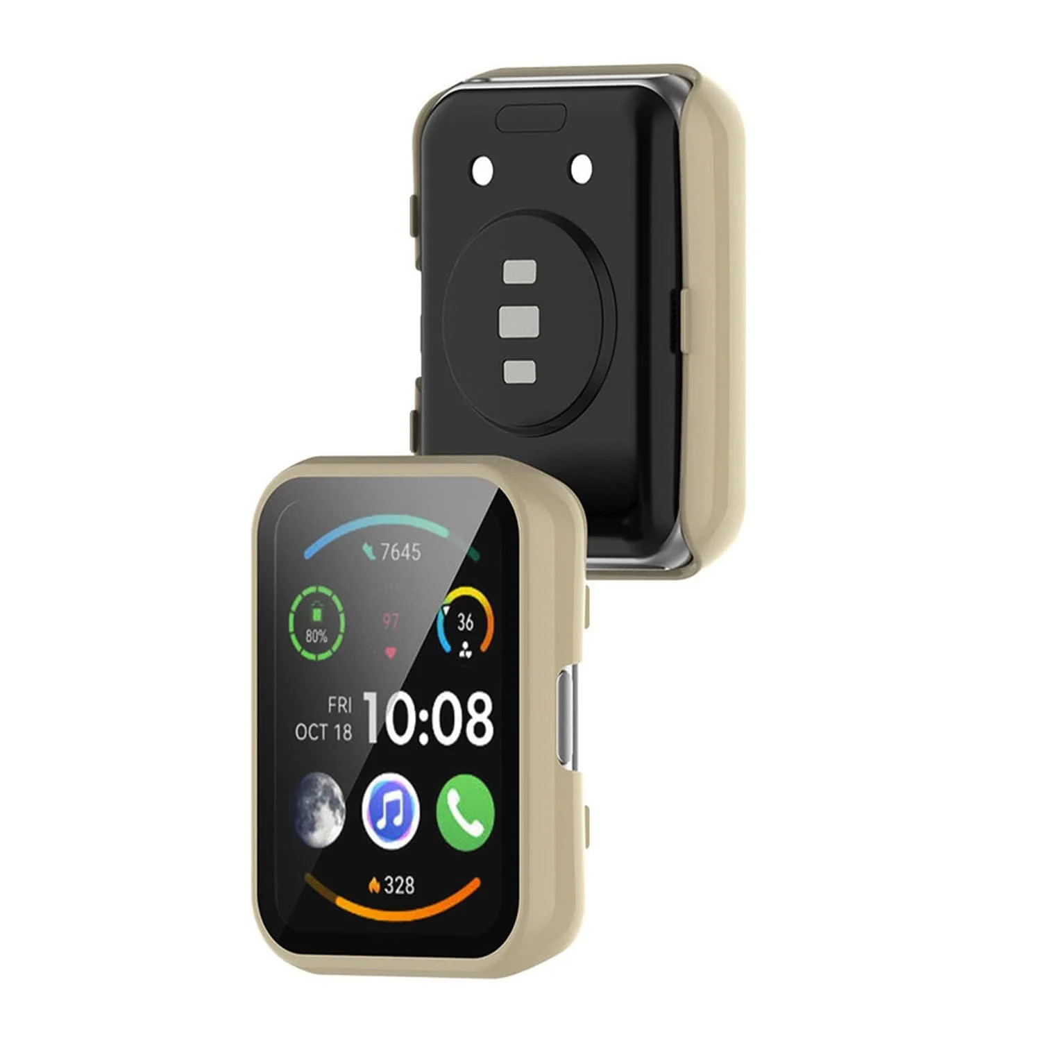 DL3 Mobilak Protective Case Compatible with Huawei Watch Fit 2 9H Hardness PC Case Bumper Full Slim Protective Cover with Tempered Glass For Huawei Watch Fit2 - Ivory White
