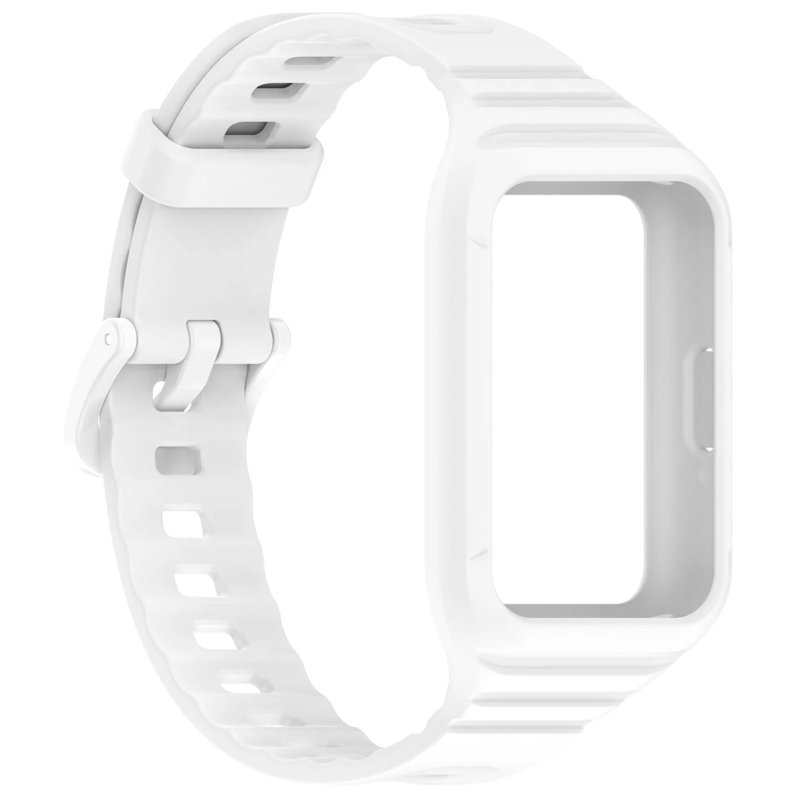 DL3 Mobilak Strap Compatible with Samsung Galaxy Fit 3 SM-R390, Silicone Sport Band Replacement Watchband with Bumper Case for Samsung Galaxy Fit 3, Adjustable Wristband - White