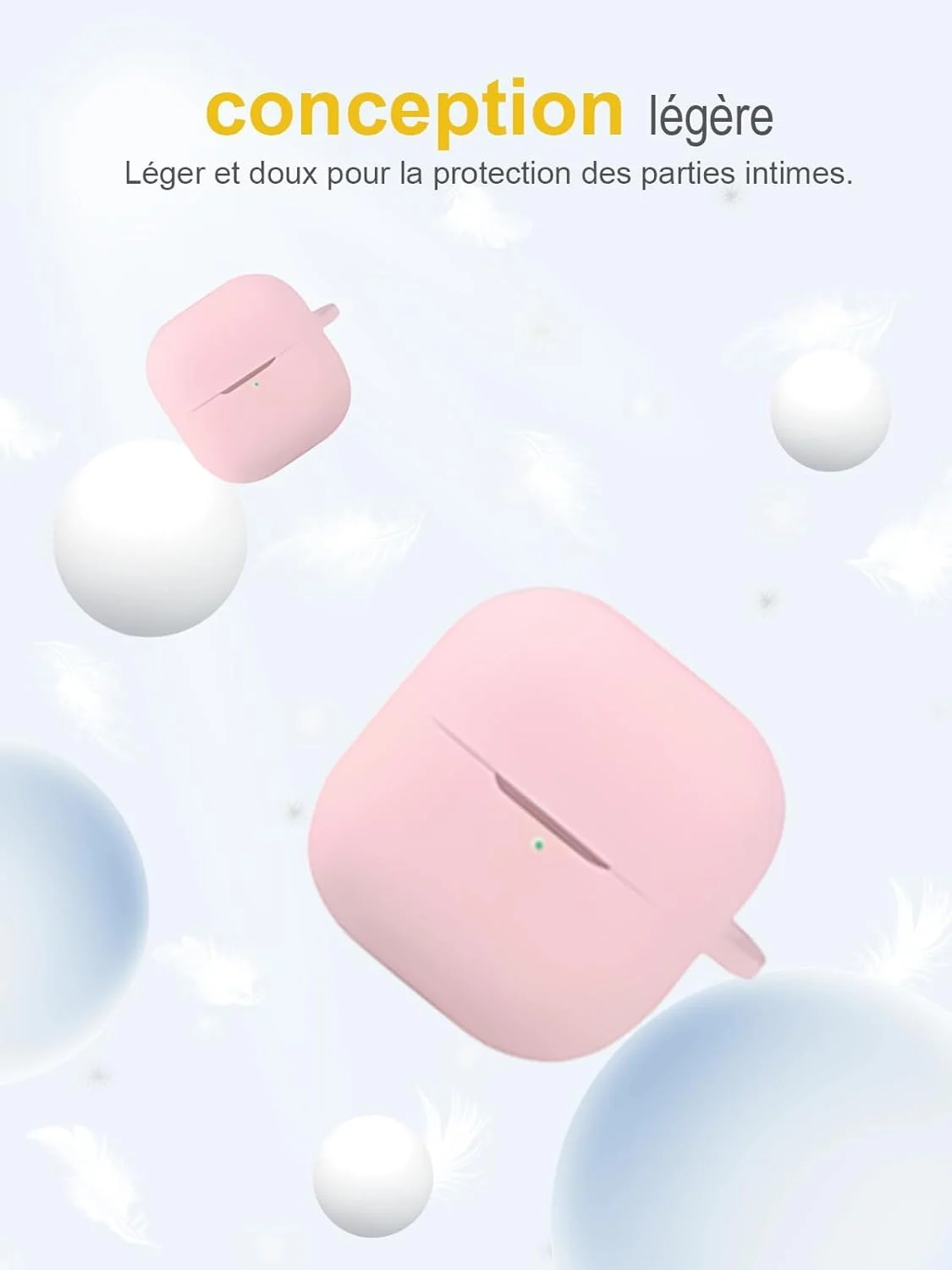 DL3 Mobilak Compatible with Huawei FreeClip 2 Case Cover, Soft Silicone Shockproof Protective Skin Case for Huawei Free Clip Wireless Earbuds with Carabiner, Front LED Visible - Pink