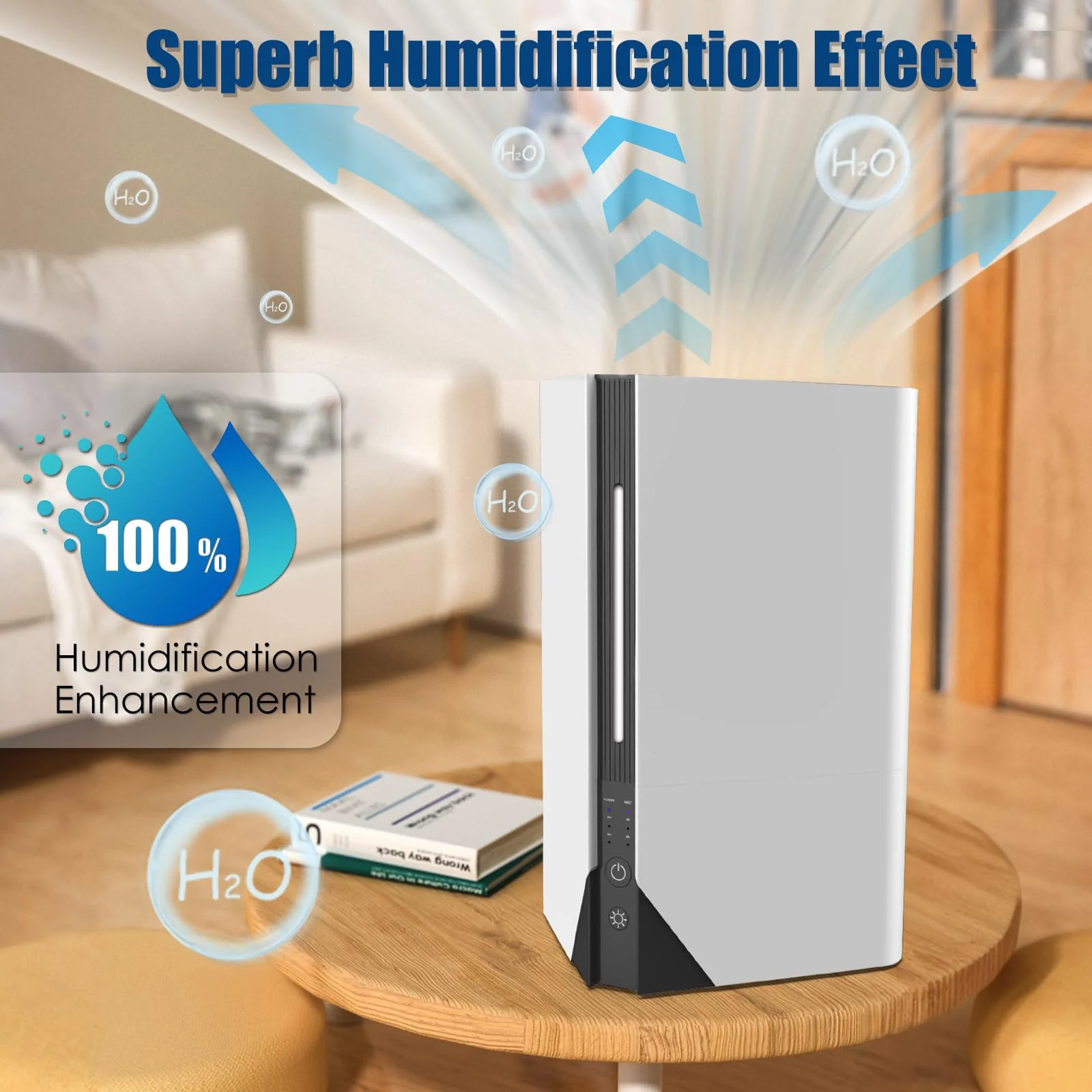 MOBIGON 7 L Top-Fill Cool Mist Humidifier, White / Black