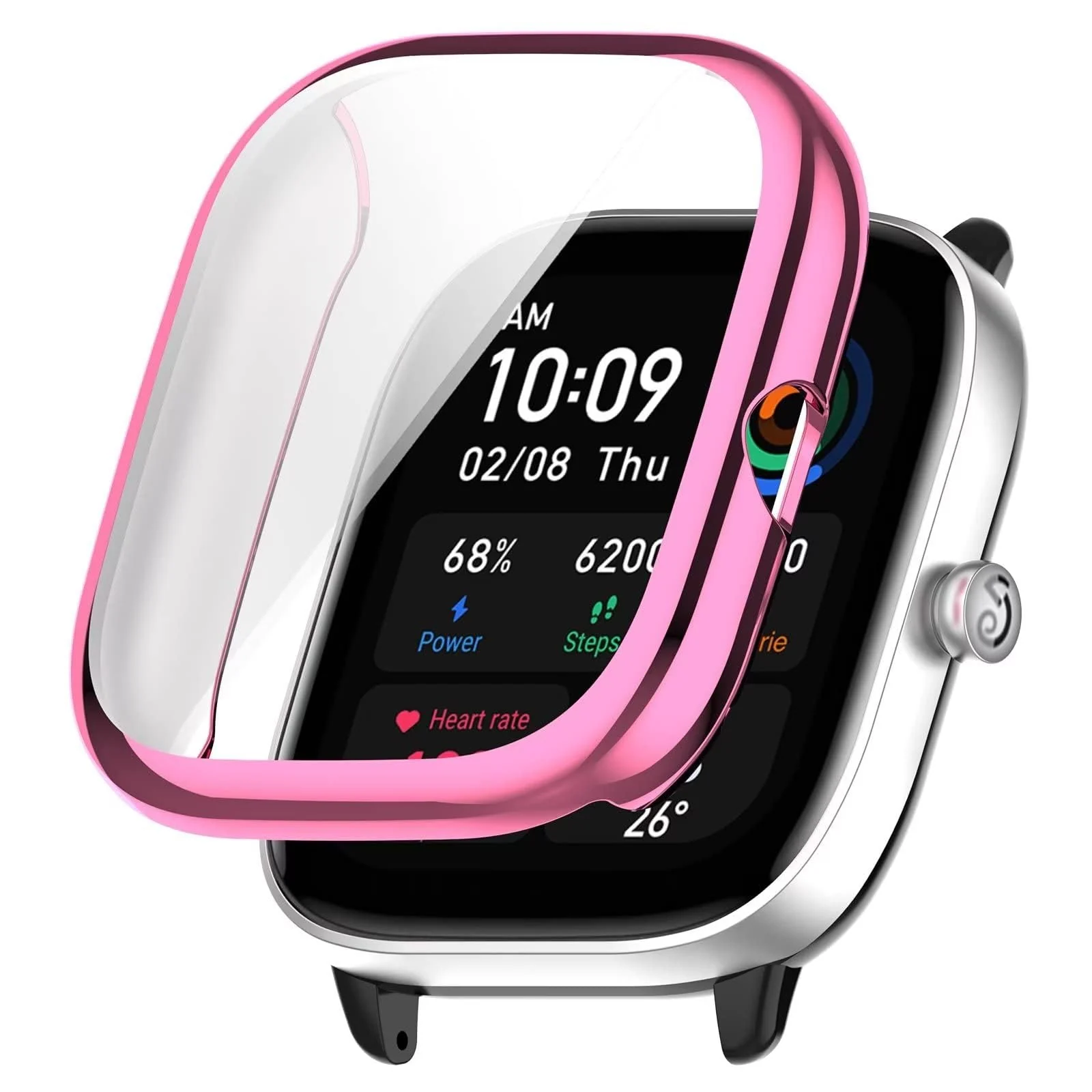 DL3 Mobilak Case Compatible with Amazfit GTS 4 Mini (Not for GTS4) Case All-Around Screen Protector Watch Soft TPU Shockproof Cover Slim Guard Thin Bumper Shell Protector - Pink