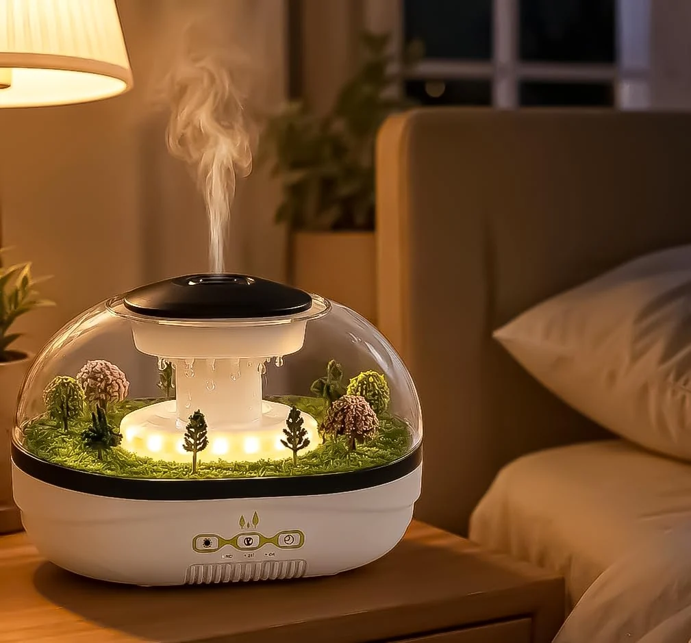 MOBIGON Raindrop Aroma Diffuser 400ML Humidifier | Quiet operation, 2/4H Timer, Warm Night Light, Fine Mist, Creative Micro Landscape Design, Auto Shut-Off for Office Home, Bedroom,Yoga,Meditation - Style-1