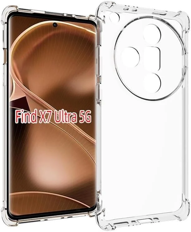 DL3 Mobilak Clear TPU Protective Case for OPPO Find X7 ultra 5G with Camera Protection and Shockproof Design - Clear