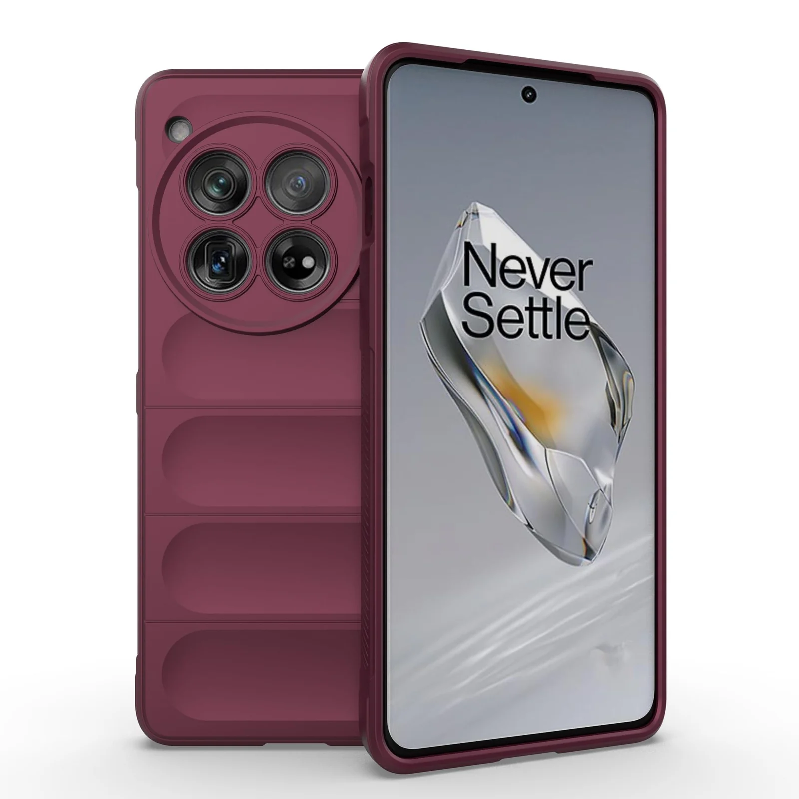 DL3 Mobilak Flexible Silicone and TPU Protective Case with Camera Protection for Oneplus 12R 5G / Oneplus Ace 3 - Wine Red