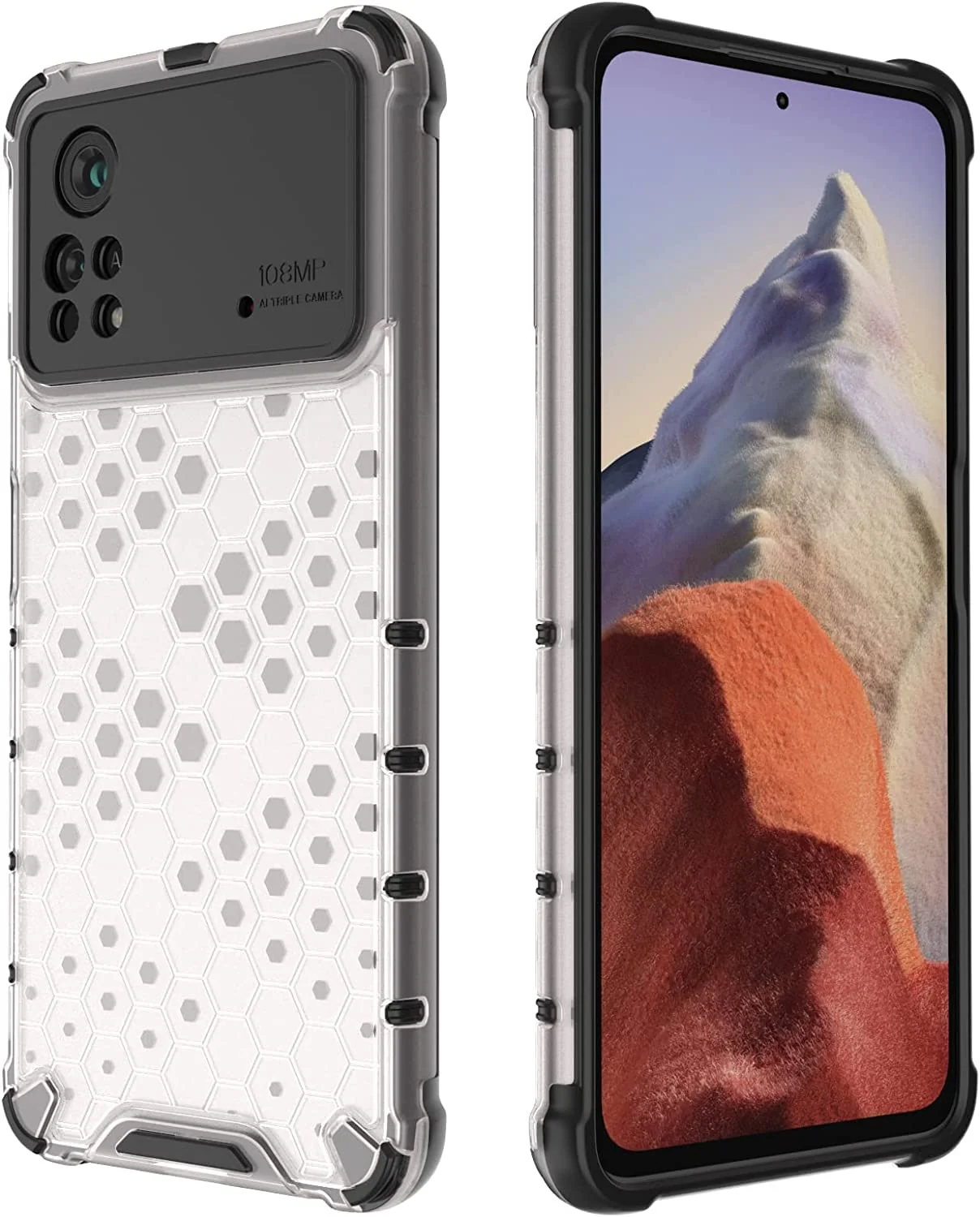 DL3 Mobilak Honeycomb Protective Case for Xiaomi Poco X4 Pro 5G, Shock-absorbing protection, Transparent design, Slim, lightweight profile - Clear