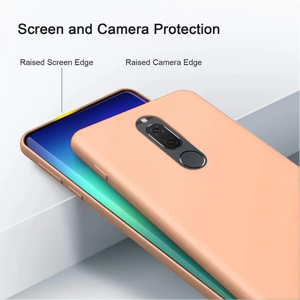 DL3 Mobilak Soft Silicone Protective Case for Huawei Mate 10 Lite with Microfiber Lining and Shockproof Design - Light Orange
