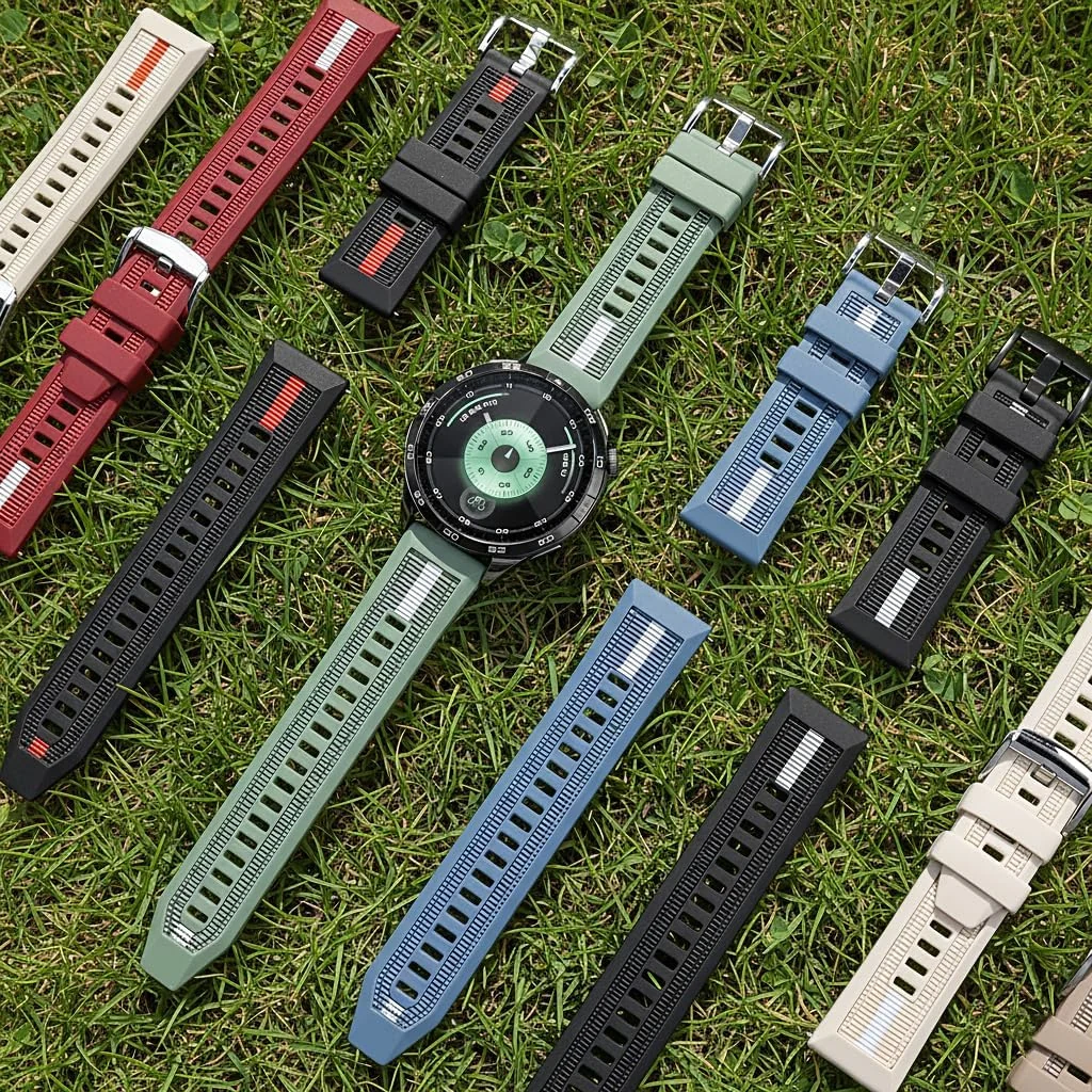 MOBIGON 20mm Nylon-Silicone Sport Watch Strap, Wine Red