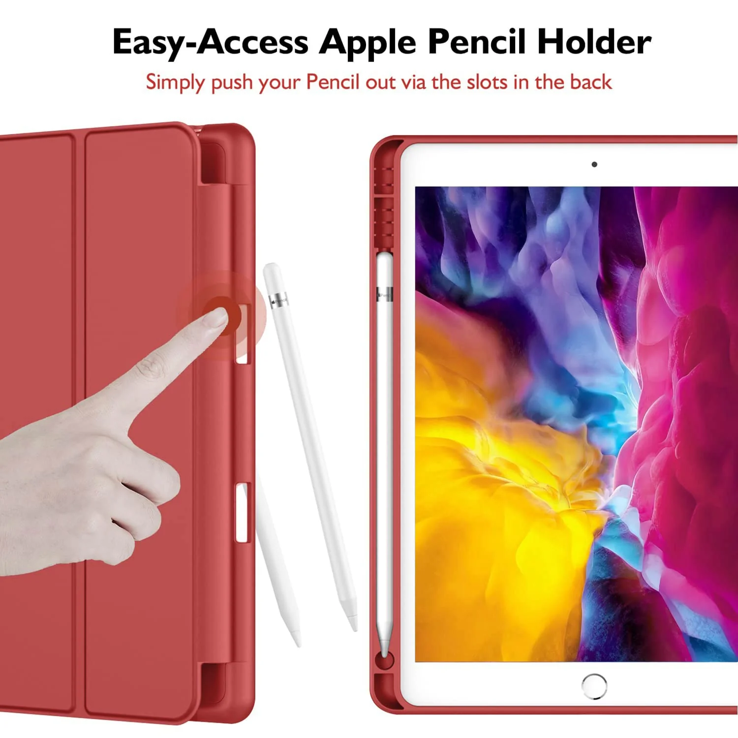 "DL3 Mobilak Smart Case for Samsung Galaxy Tab S8 Ultra 14.6"" 2022 with Pencil Holder, Soft TPU Smart Stand Back Cover Auto Wake/Sleep Feature - Red"
