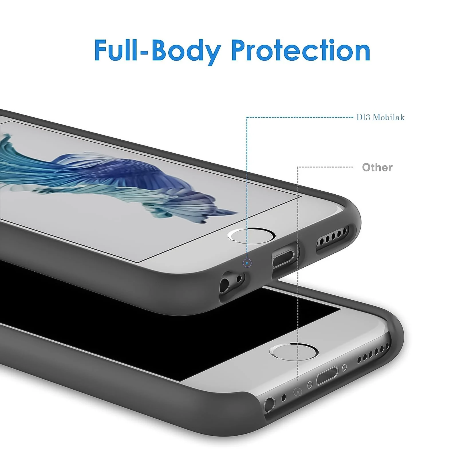 DL3 Mobilak Liquid Silicone Protective Case for iPhone 6 Plus / 6S Plus with Camera Protection and Microfiber Lining - A Dark Gray