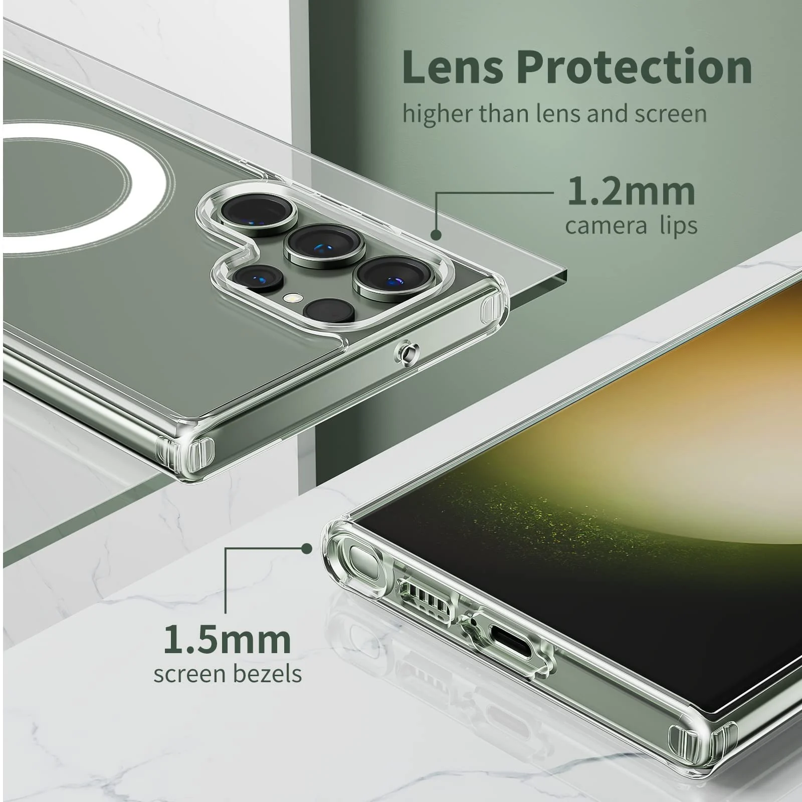 DL3 Mobilak MagSafe-Compatible Clear Magnetic Case for Samsung Galaxy S23 Ultra - Clear