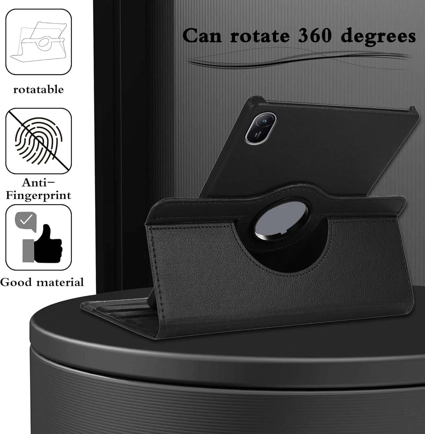 DL3 Mobilak Protective Cover for Huawei MatePad SE 11 inch 2024, 360° Rotatable Smart Stand, Leather Folio Flip Cover with Multi-Angle Viewing, Auto Wake Sleep - Black