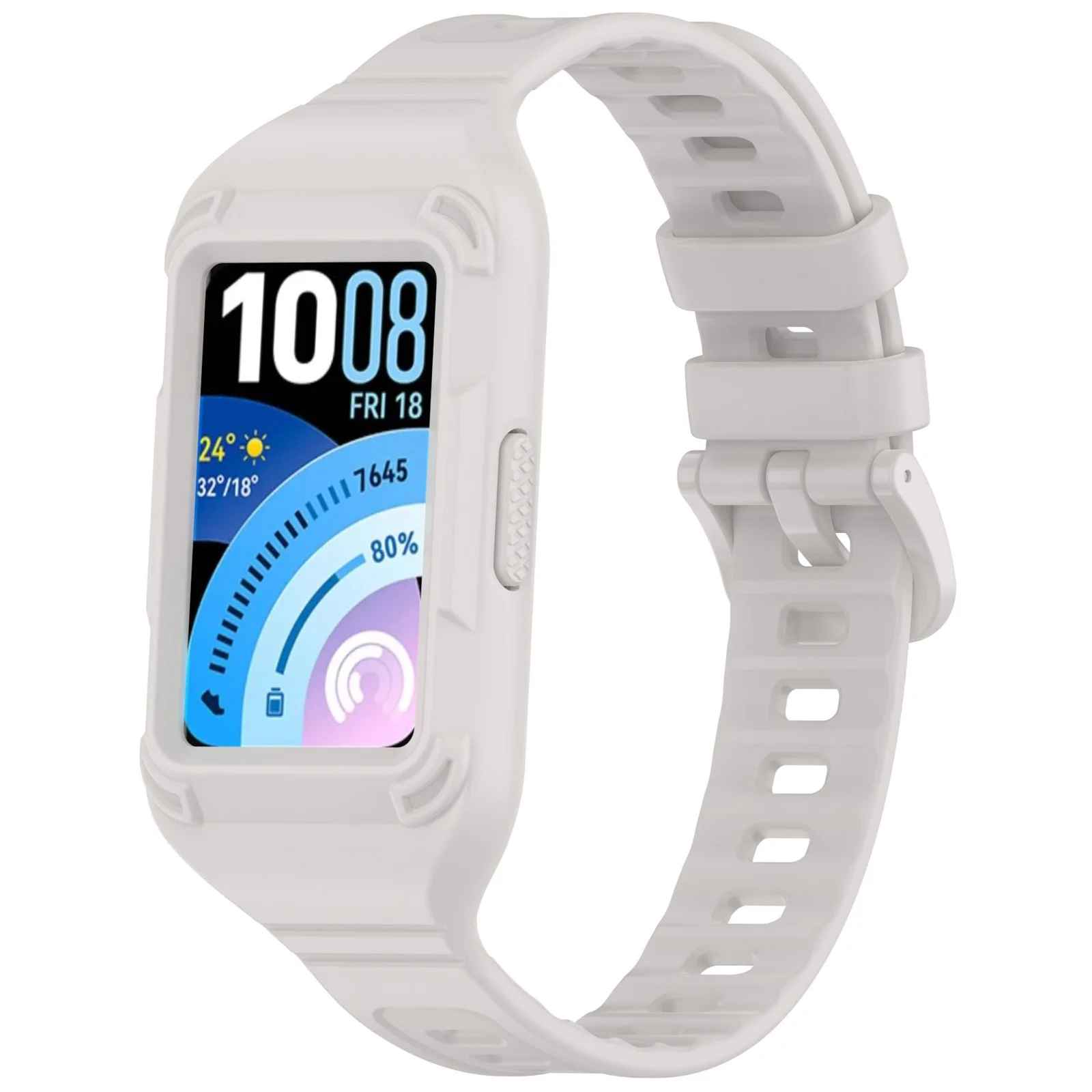 MOBIGON Rugged Silicone Strap with Bumper Case for Huawei Band 11 Pro, Stone