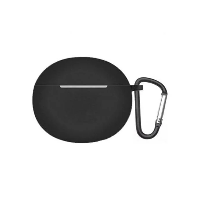 DL3 Mobilak Silicone Case Compatible with Oraimo Riff Earbuds, Soft Silicone Protective Case Cover, Shockproof Sleeve with Carabiner - Black