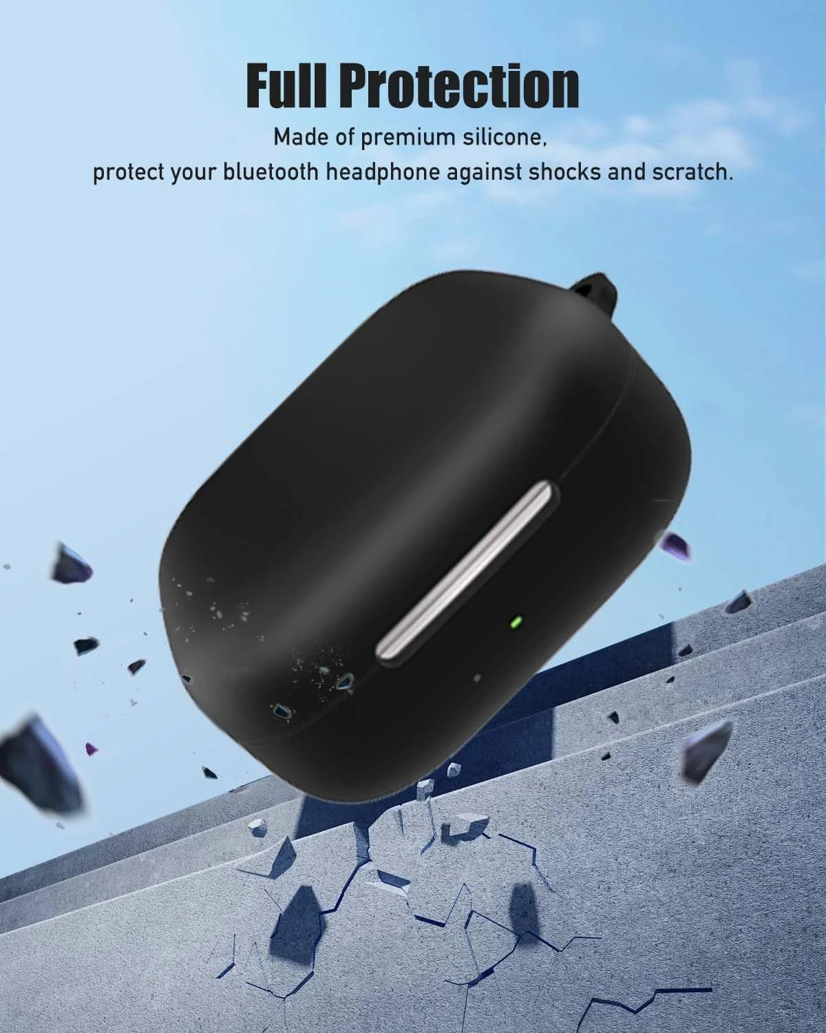 DL3 Mobilak Silicone Case Compatible with Huawei FreeArc Earbuds, Soft Silicone Protective Case Cover, Shockproof Sleeve with Carabiner - Black