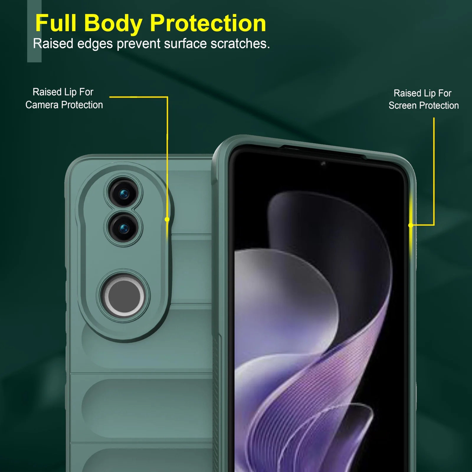 DL3 Mobilak Silicone Case for Vivo V50 5G / Vivo V50E Heavy Duty Protective [Slim Fit] Shockproof Soft Protective Design Shock-Absorption TPU Cover With Camera Protection - Green