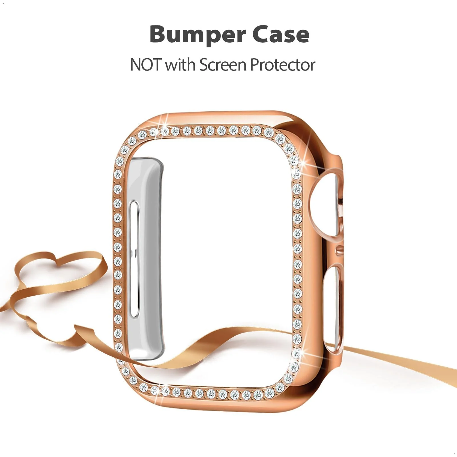 DL3 MOBILAK Bling Hard PC Watch Bumper Case for Apple Watch Series 4 and 5 and 6 and SE 40MM - Rose Gold