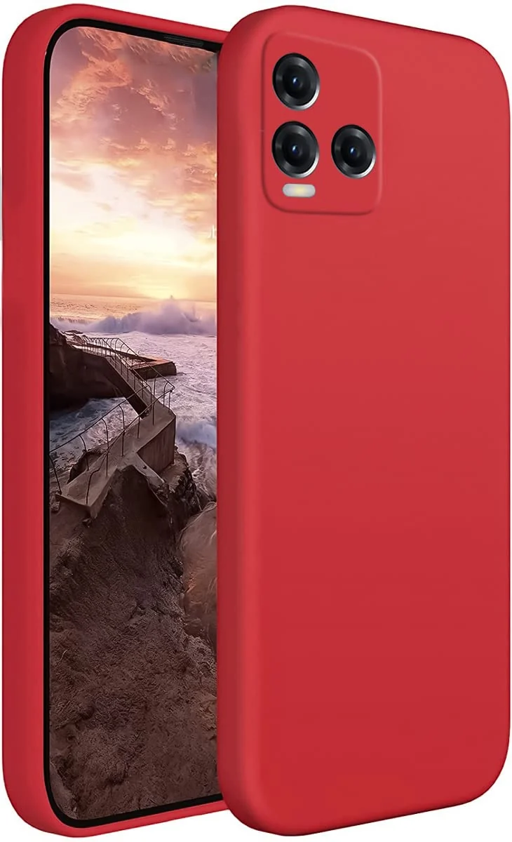 Dl3 Mobilak Vivo Y33S / Vivo Y21s / Vivo Y21 / Vivo Y21t Case,Soft Flexible Silicone Gel Rubber Bumper Cover,Slim Fit Full Body Shockproof Protective Phone Case (Red)