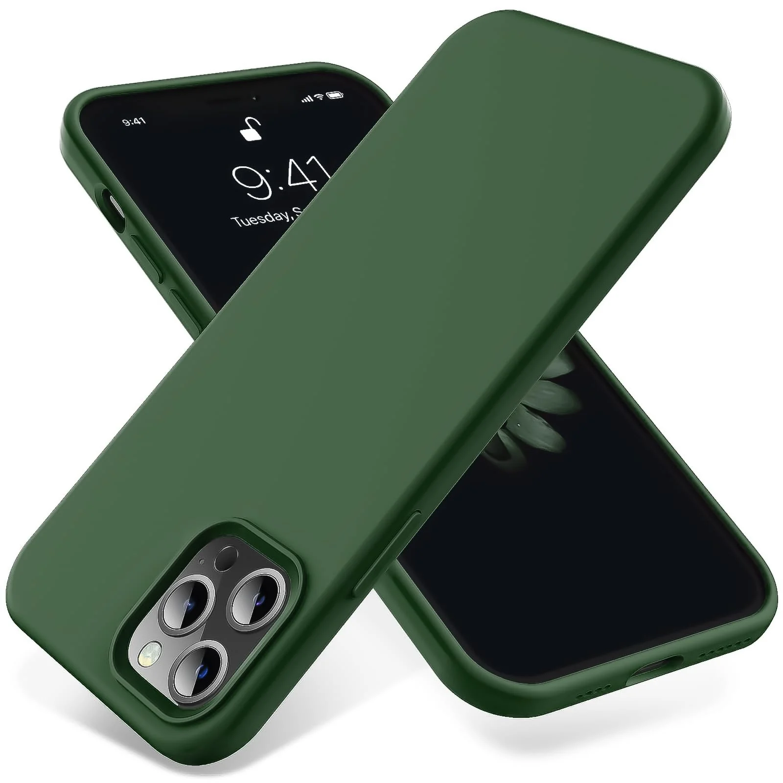 DL3 Mobilak Compatible with iPhone 14 Pro Max (6.7 Inch) Case, Liquid Silicone Case, Full Body Protective Cover, Shockproof, Slim Phone Case, Anti-Scratch Soft Microfiber Lining - Green
