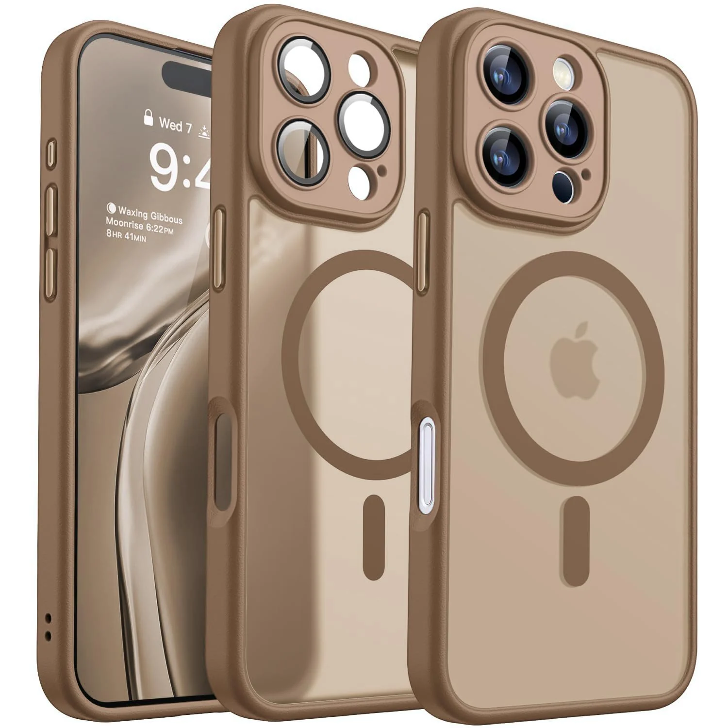 DL3 Mobilak Translucent Matte Case for iPhone 15 Pro Max, Compatible with MagSafe accessories, Supports wireless charging, Camera protection - Brown