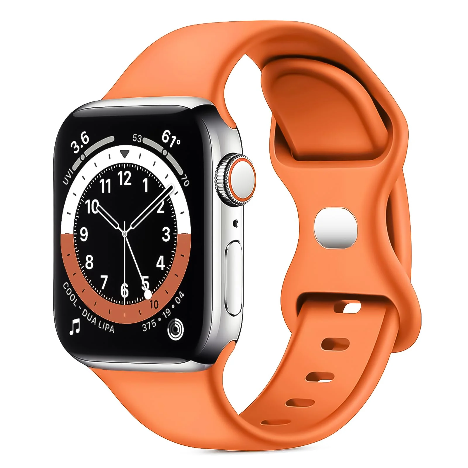 DL3 Mobilak Band with Case Compatible with Apple Watch 45mm, Adjustable Silicone Sport Wristband Replacement, Strap With Cover Built-in Glass Screen Protector for iWatch Series 9 8 7 - Orange