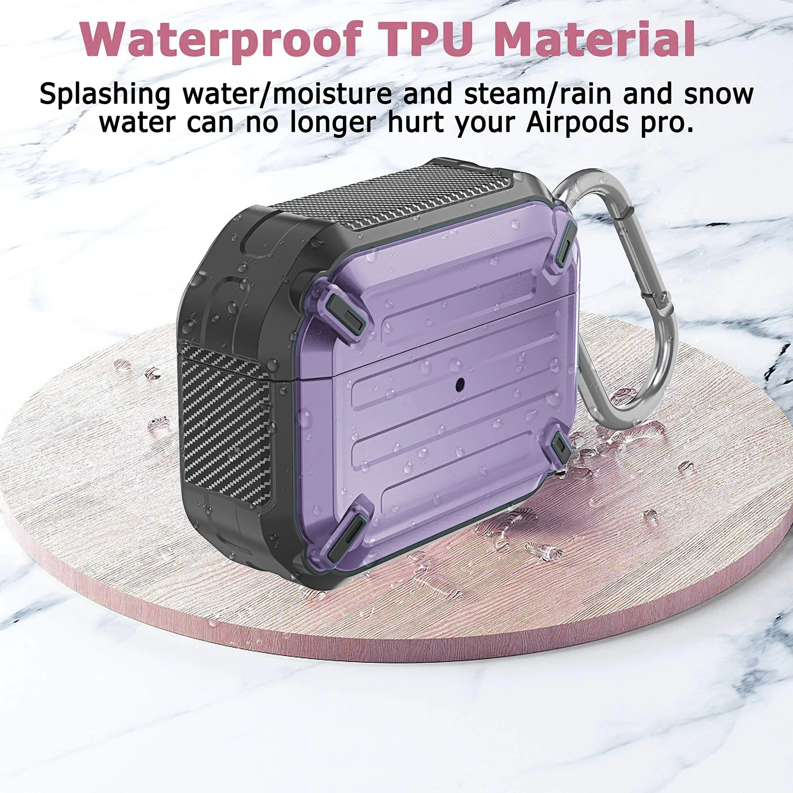 DL3 Mobilak Compatible with AirPods 3 Case, Hard Shell Shockproof Case TPU Protective Case Compatible with Apple AirPods 3 Wireless Charging with Carabiner Front LED Visible - Purple