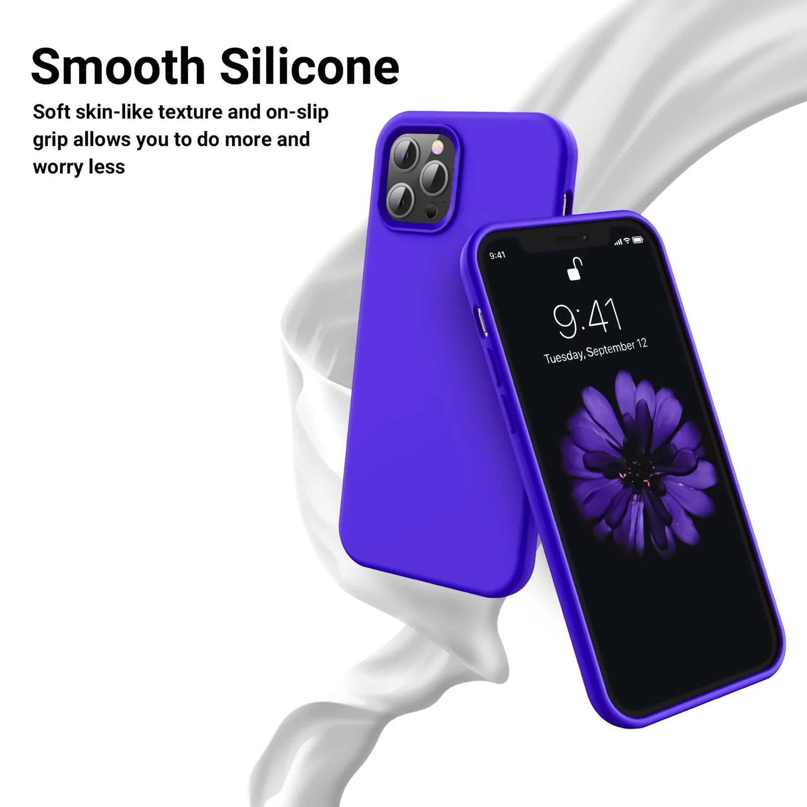 DL3 Mobilak Liquid Silicone Protective Case with Soft Microfiber Lining for iPhone 15 Pro Max - Pepsi 2