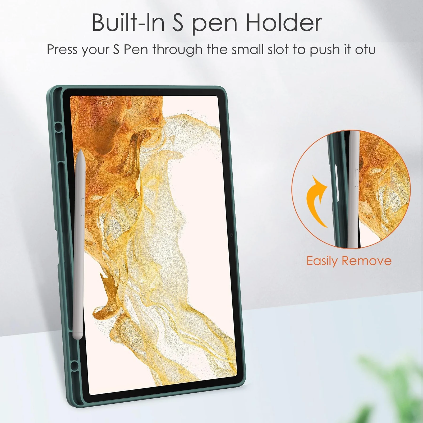 DL3 Mobilak Case for Samsung Galaxy Tab S10 Plus/Tab S9 Plus 12.4-Inch with S Pen Holder, Clear Transparent PC Back, Shockproof Tri-Fold Stand Tablet Cover, Auto Wake/Sleep - Green