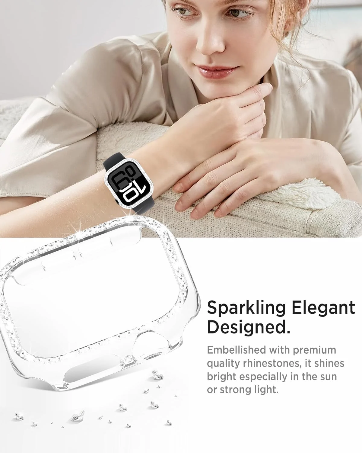 DL3 MOBILAK Bling Hard PC Watch Bumper Case for Apple Watch Series 4 and 5 and 6 and SE 40MM - Clear