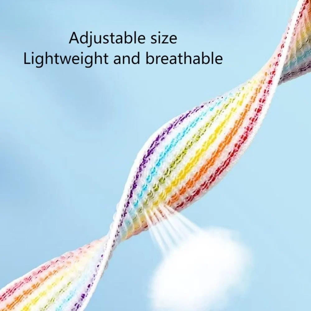DL3 MOBILAK Elastic Nylon Watch Strap for Huawei Watch Fit 3 / Fit 4 / Fit 4 Pro / Fit 5 / Fit 5 Pro, White*Rainbow