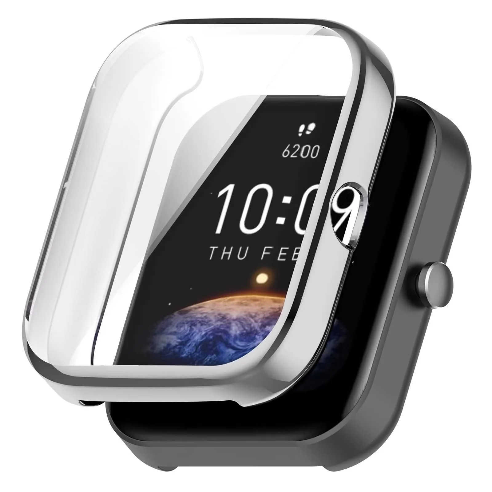 DL3 Mobilak Case Compatible with Amazfit Bip3 Pro/Amazfit Bip 3 Case All-Around Screen Protector Watch Soft TPU Shockproof Cover Slim Guard Thin Bumper Shell Protector - Silver
