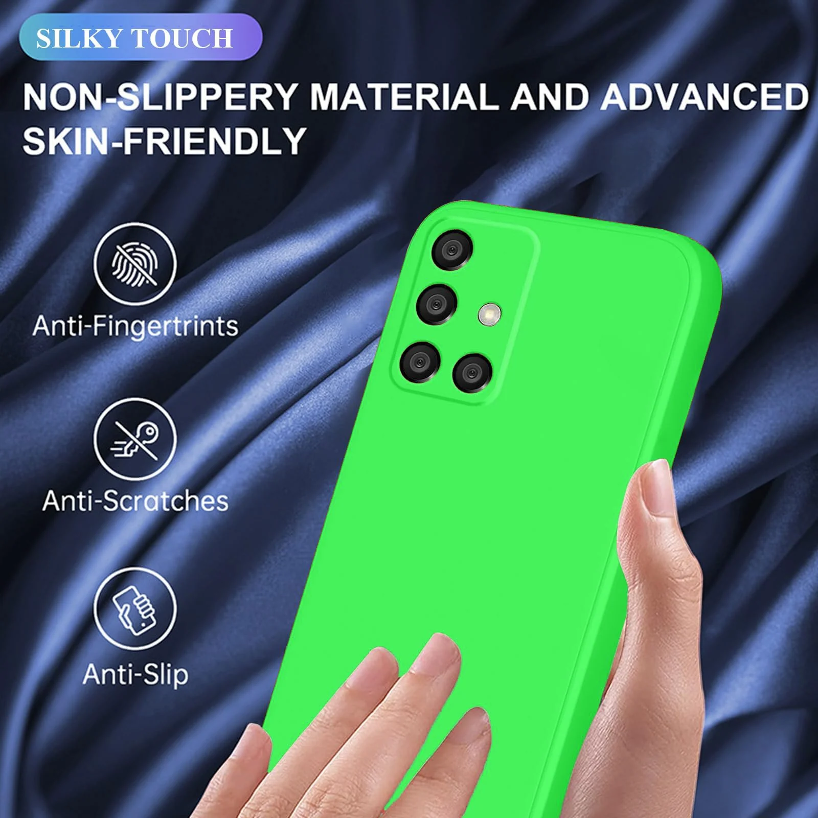 DL3 Mobilak Samsung Galaxy A51 Case, Soft Flexible Silicone Gel Rubber Bumper Cover, Full Body Shockproof Protective Phone Case - Neon Green