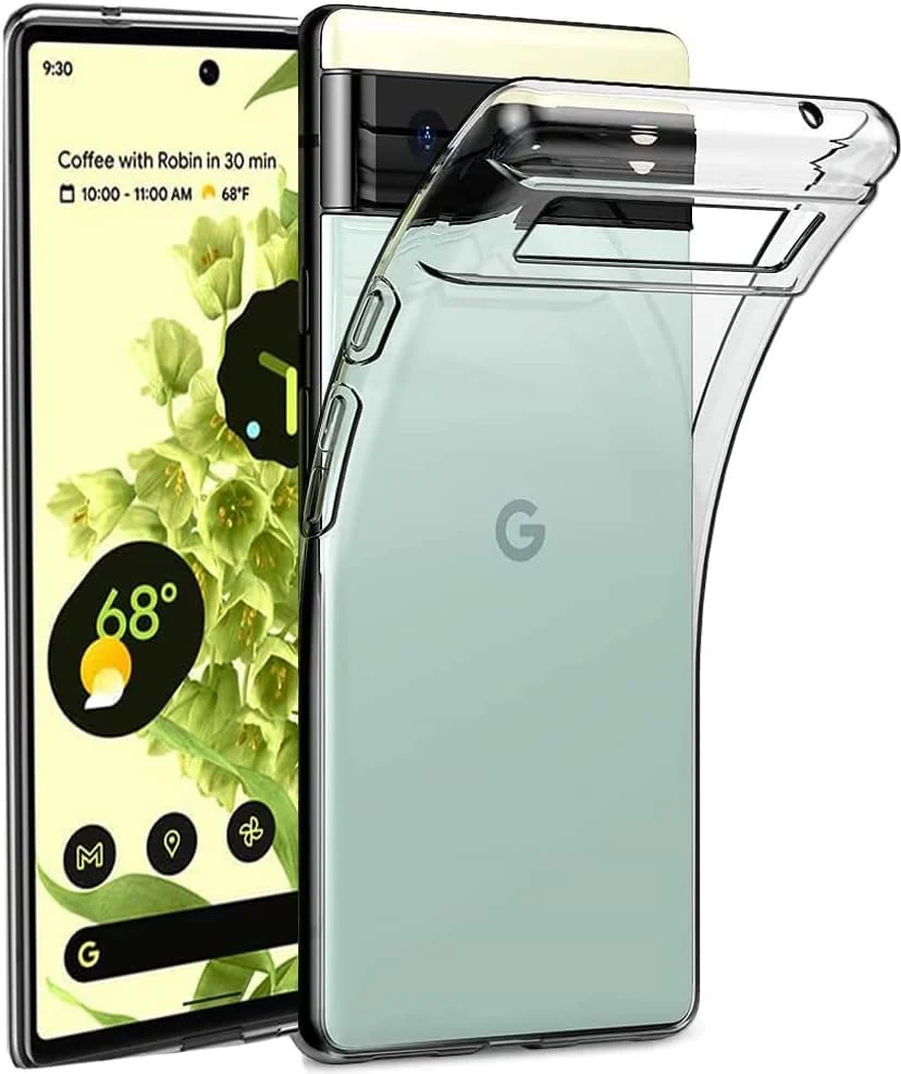 DL3 Mobilak Case Compatible with Google Pixel 6 Case Crystal Soft TPU Gel Case Flexible Silicone Anti-Scratch Camera Protection TPU Cover - Clear