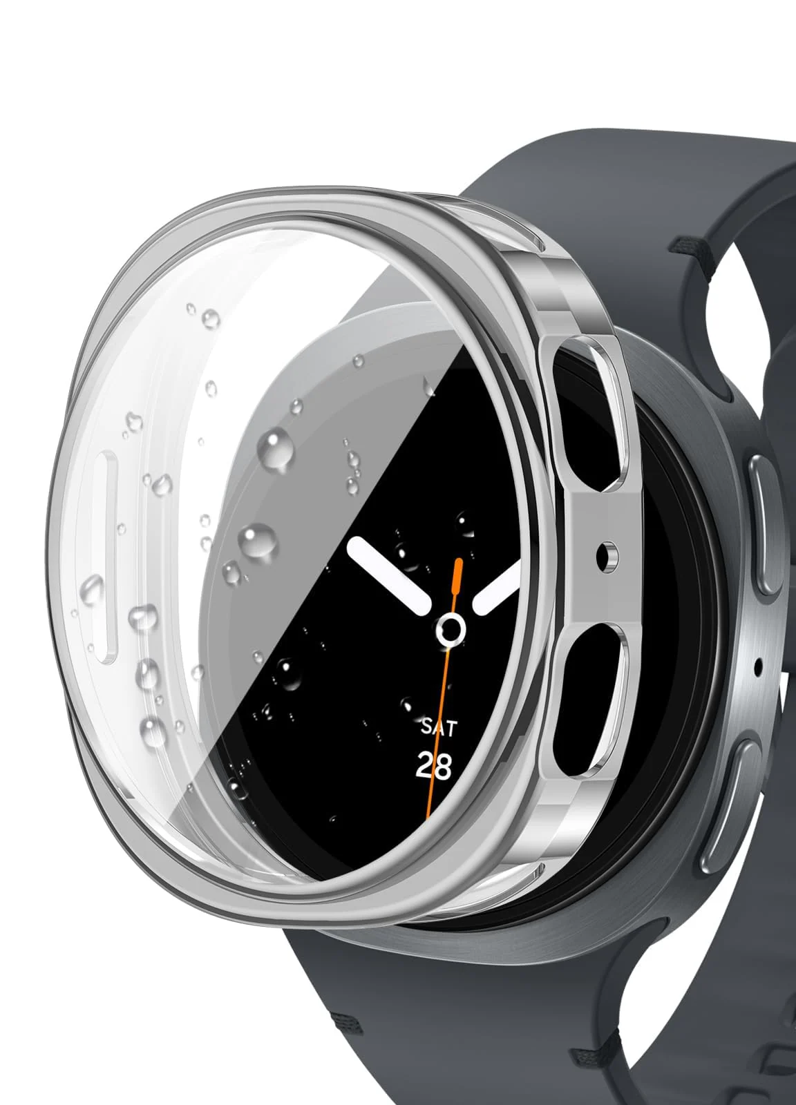DL3 Mobilak Case Compatible with Samsung Galaxy Watch 8 44mm Case All-Around with Built-in Screen Protector Watch Soft TPU Shockproof Cover Slim Guard Thin Bumper Shell Protector - Silver